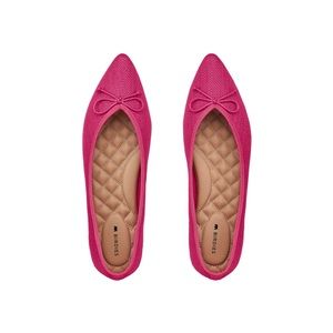 Pink raffia Birdies, pointed toe